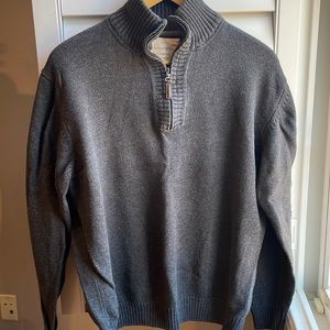 Impermeable gray cotton zip neck sweater L